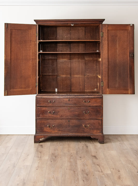Antique Georgian Linen Press | 18th Century Wardrobe