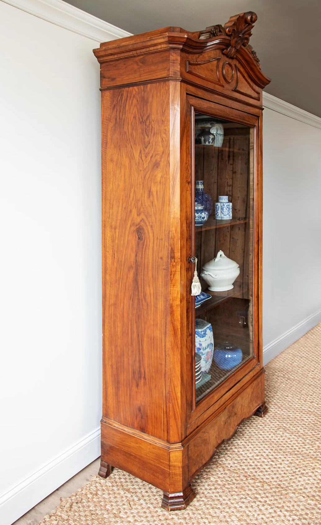 Antique French Walnut Bookcase Bibliotheque | ca. 1860s