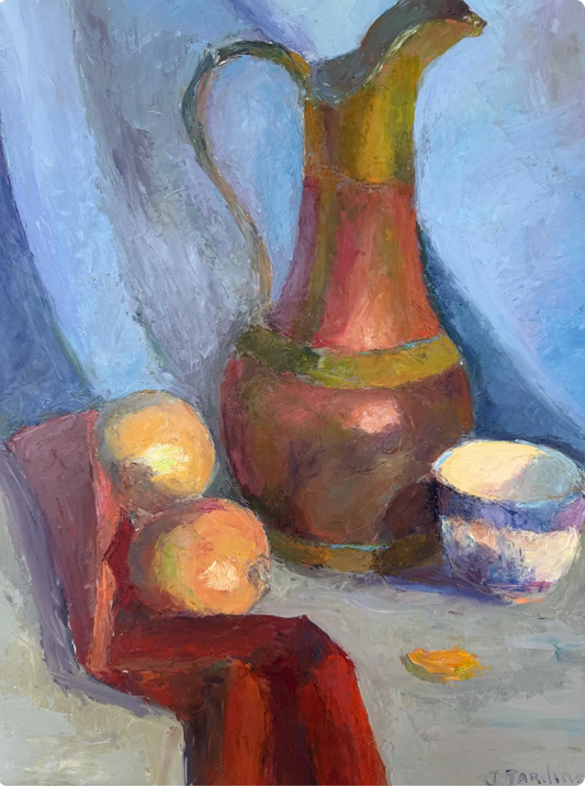 Original Oil Painting - Colorful Still Life, Signed Joan Jardine