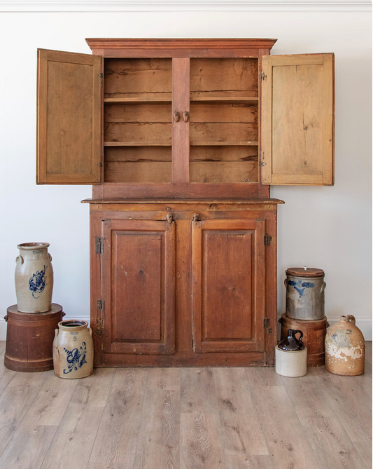 Early American New England Kitchen Cupboard, in Wide Plank Pine | ca. 1780