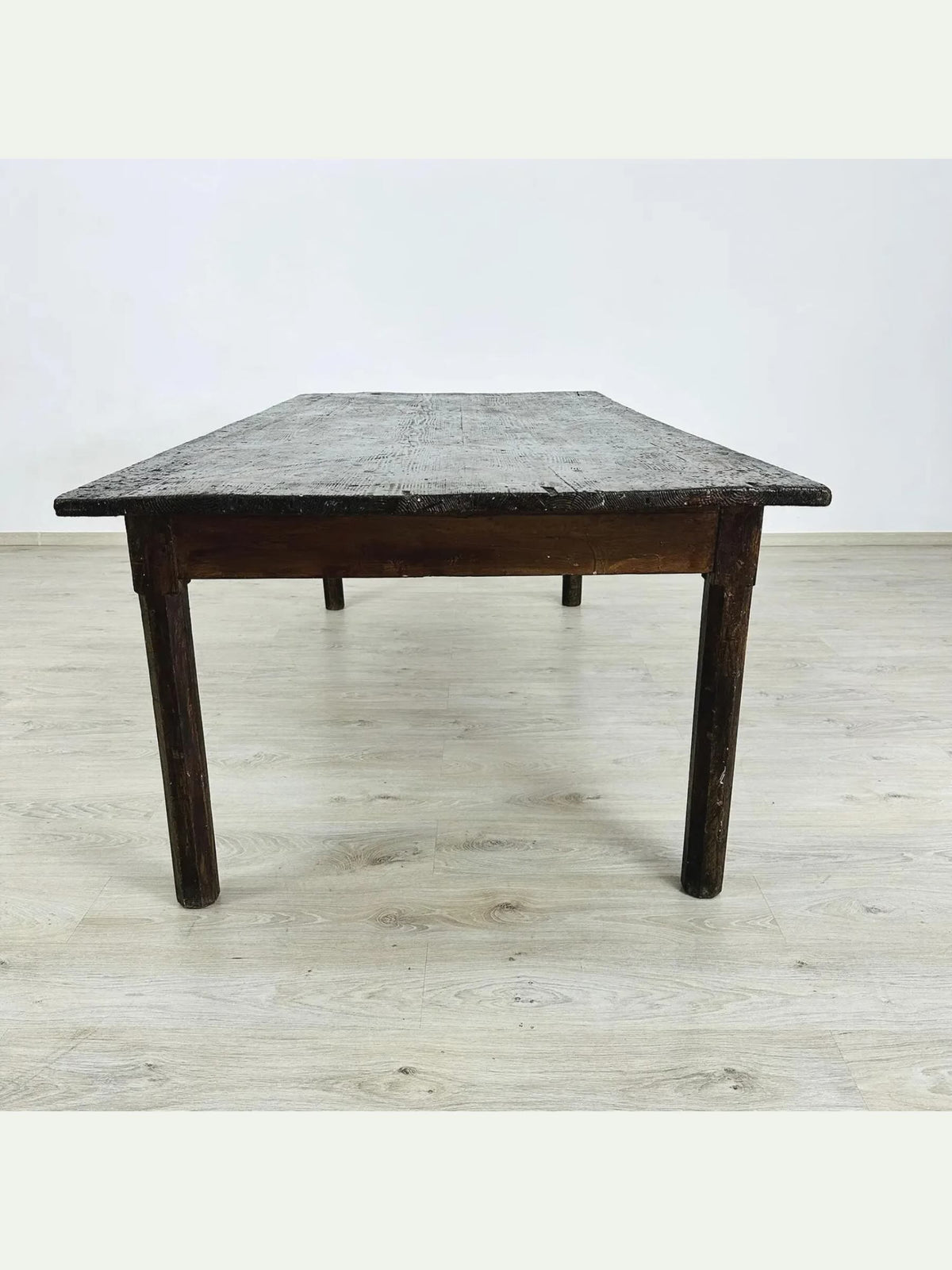 18th Century Italian Rustic Farmhouse Table with Geometric Inlaid Top
