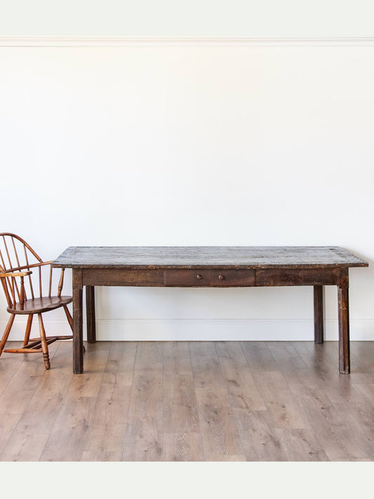 18th Century Italian Rustic Farmhouse Table with Geometric Inlaid Top