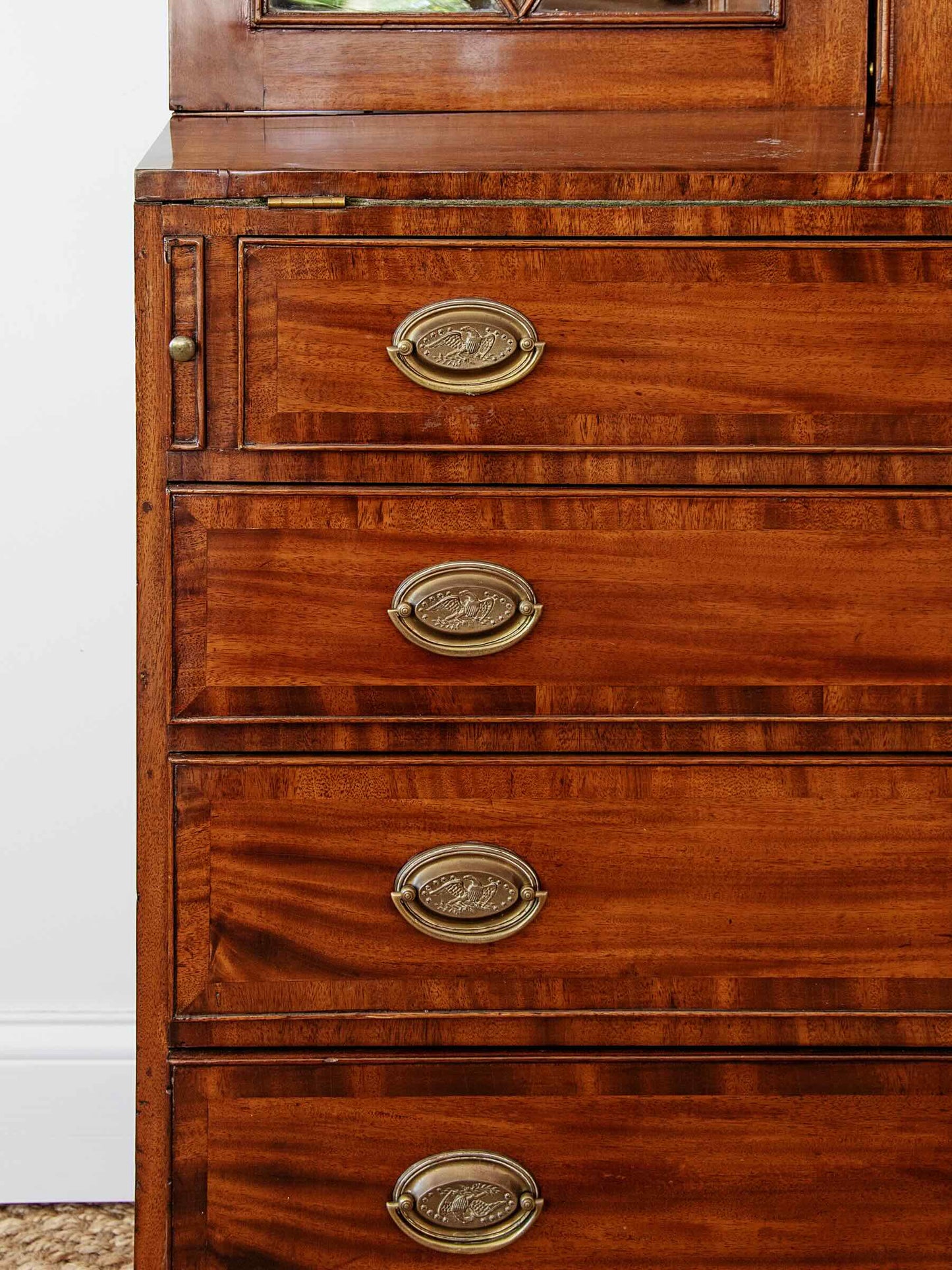 American Federal Mahogany Secretary Desk & Bookcase with Astragal Glazing and Fitted Writing Interior