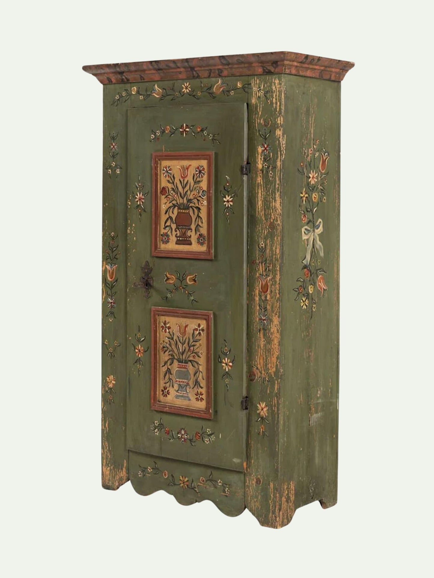 Antique Bavarian Hand-Painted Folk Art Armoire (Schrank) | Late 18th Century