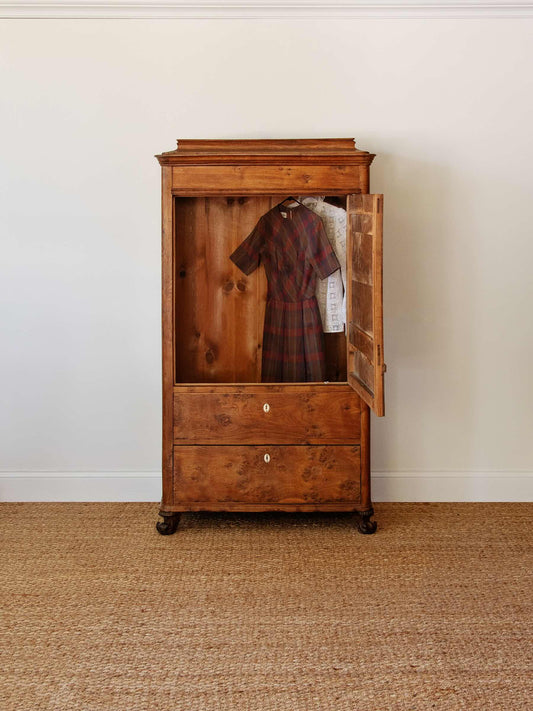 Antique Biedermeier Burl Walnut Single Armoire | Austria c. 1830s
