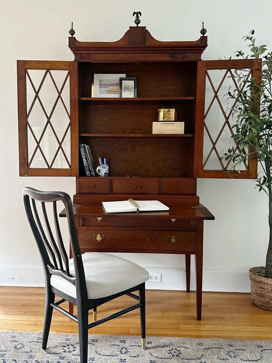 Antique Federal Bookcase with Drop Down Desk - 1800s
