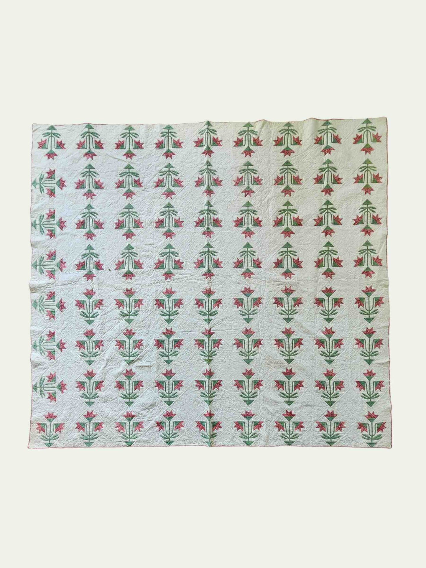 Antique Hand Appliquéd Floral Quilt c. 1880–1920 | Folk Art Tulip Pattern