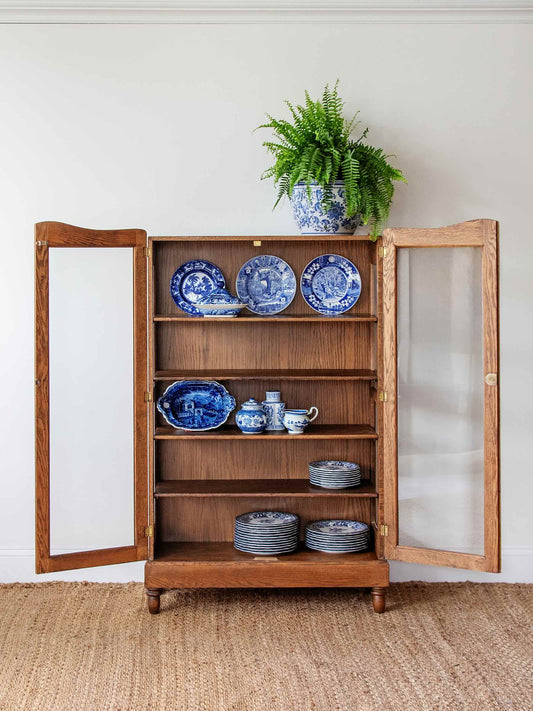 Antique Oak and Glass Display Case