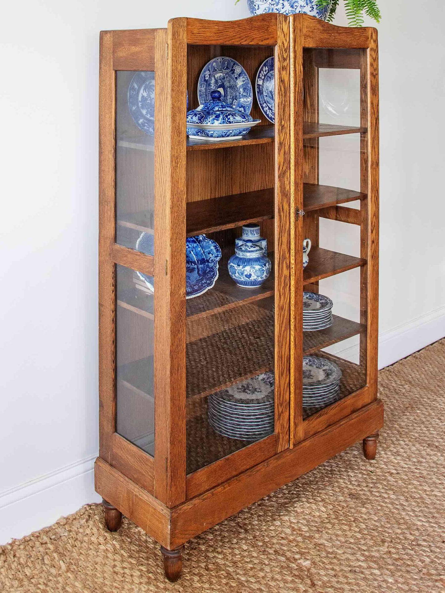 Antique Oak and Glass Display Case