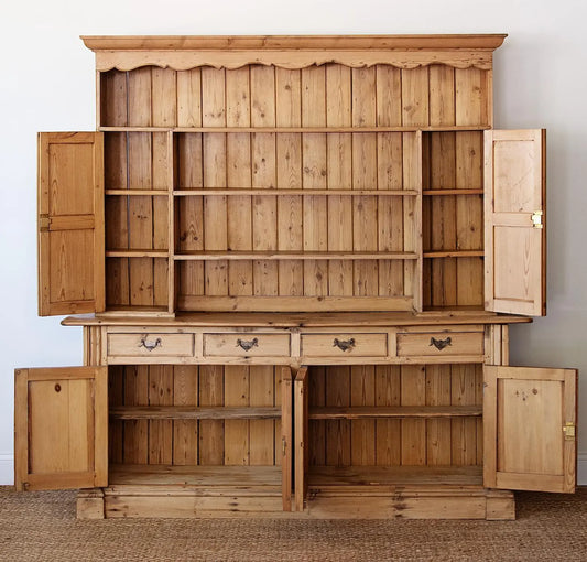 Large Antique English Pine Welsh Dresser | 1880s