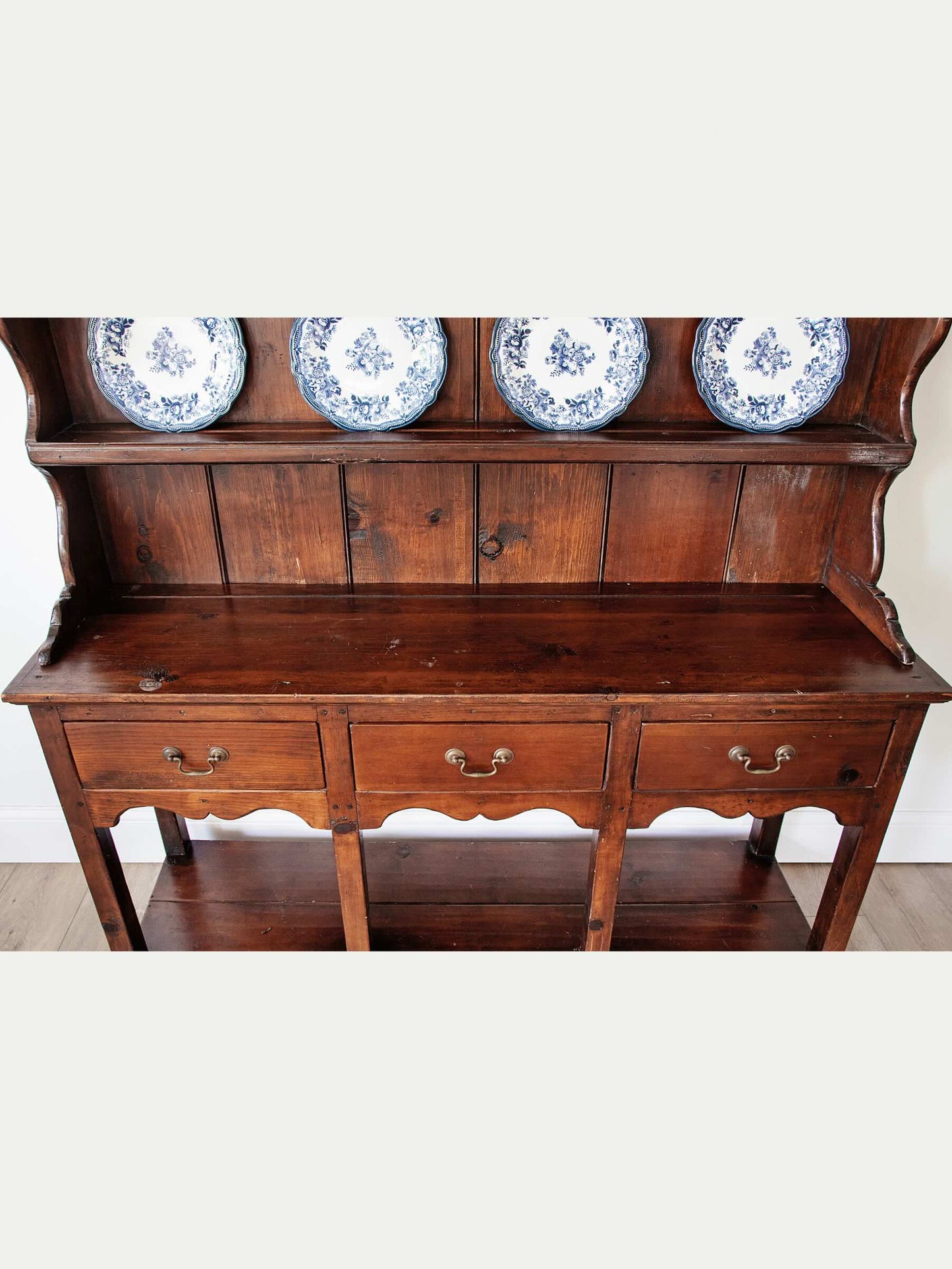 Petite Antique Oak Welsh Dresser with Plate Rack