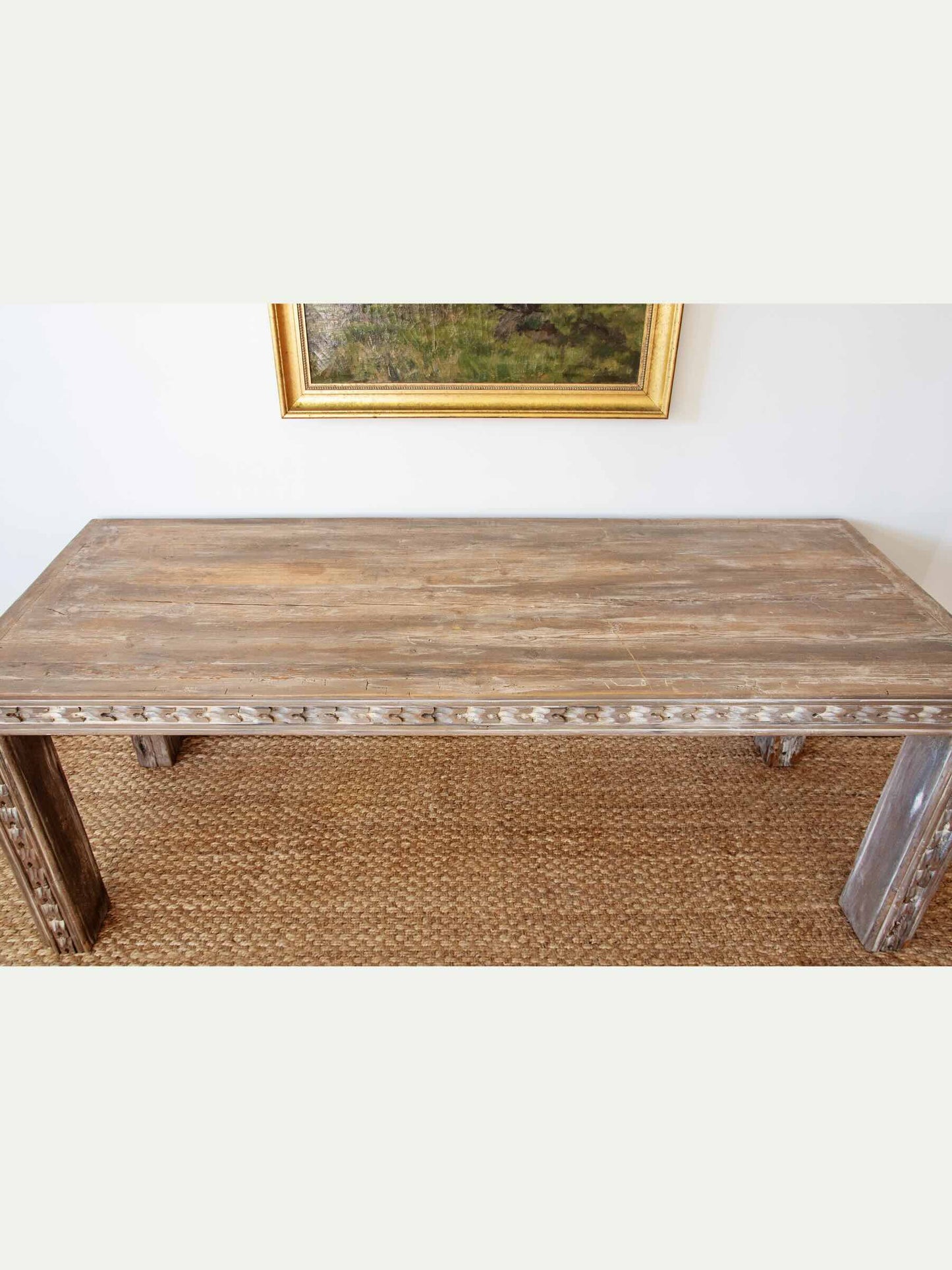 Primitive Chip-Carved Solid Wood Dining Table
