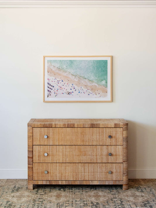 Vintage Bielecky Brothers Wrapped Rattan Three-Drawer Chest