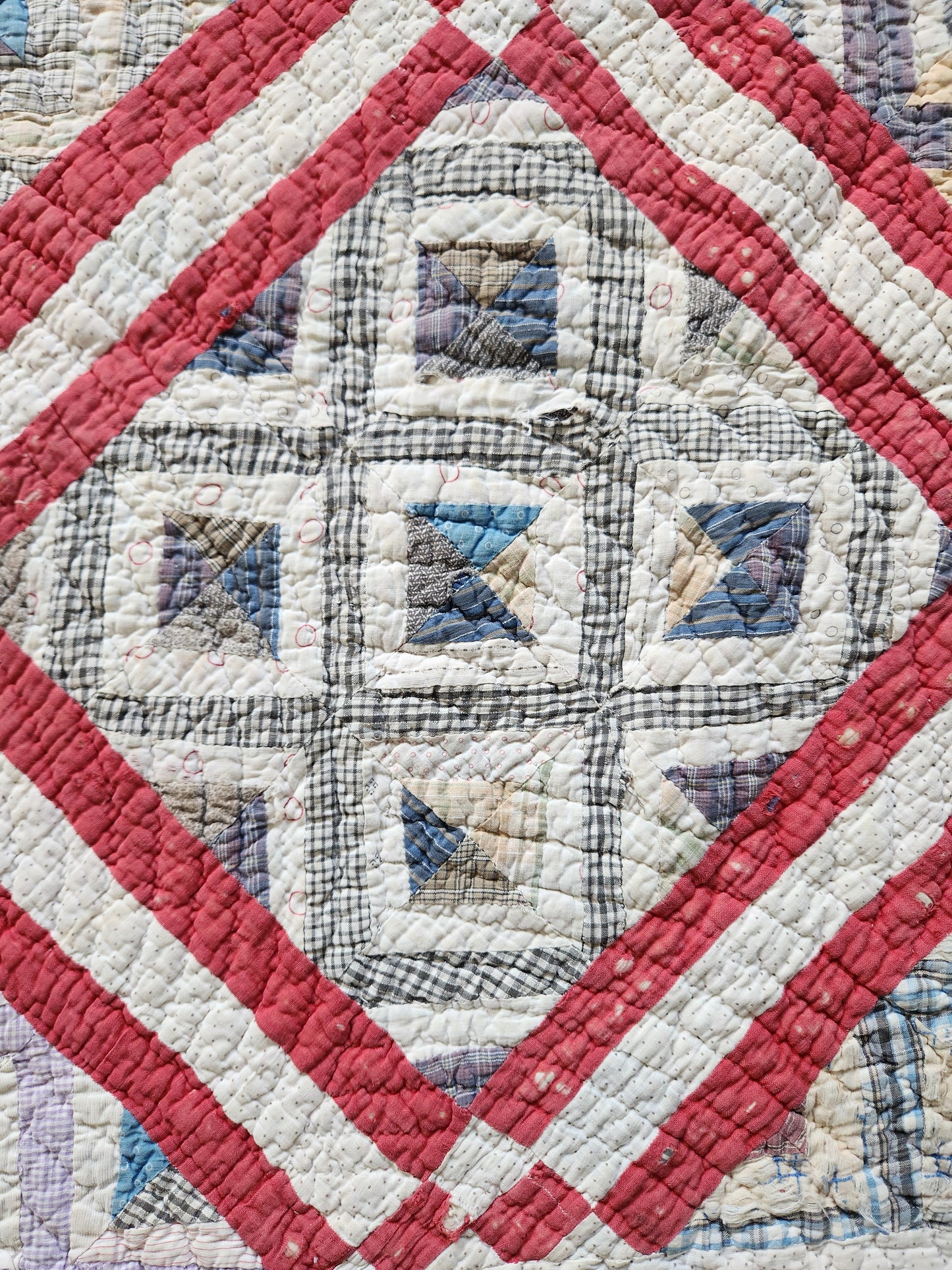 Quilt with red, white, and blue pattern