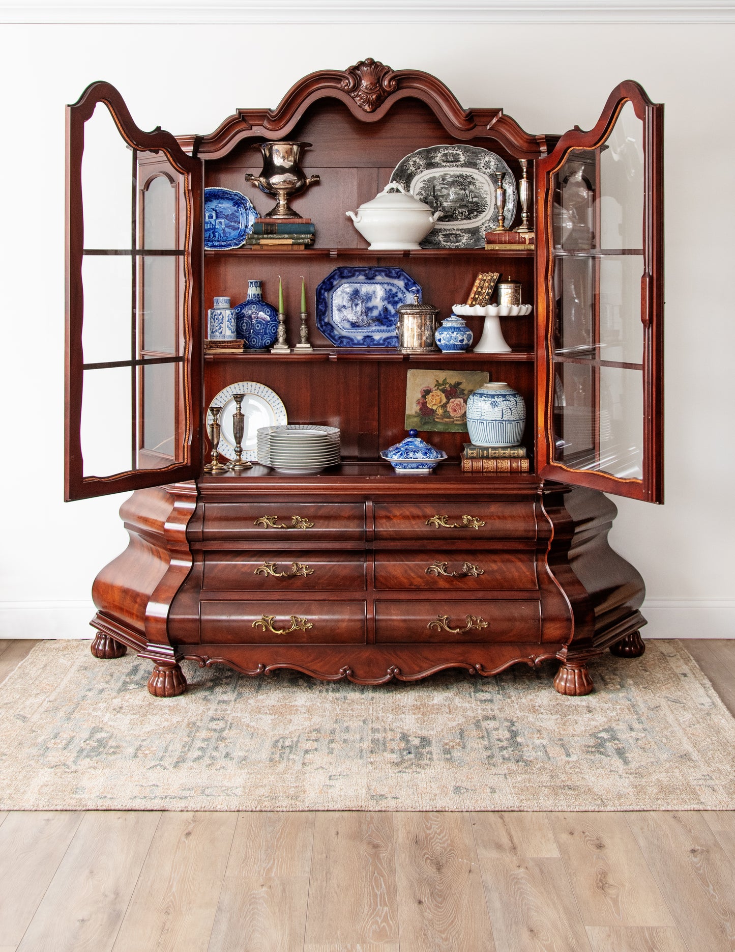 Grand Mahogany Breakfront China Cabinet