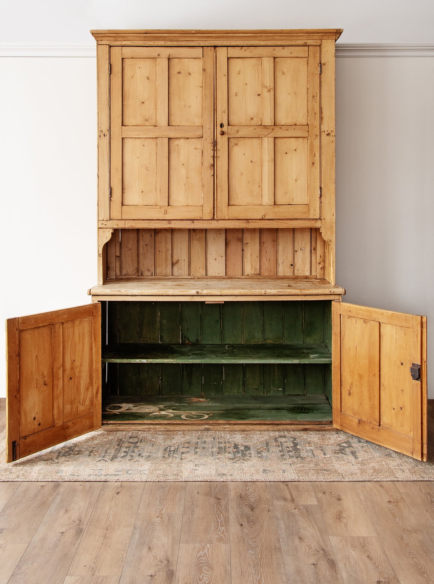 Antique Irish Pine Kitchen Dresser | 19th Century Farmhouse Cupboard