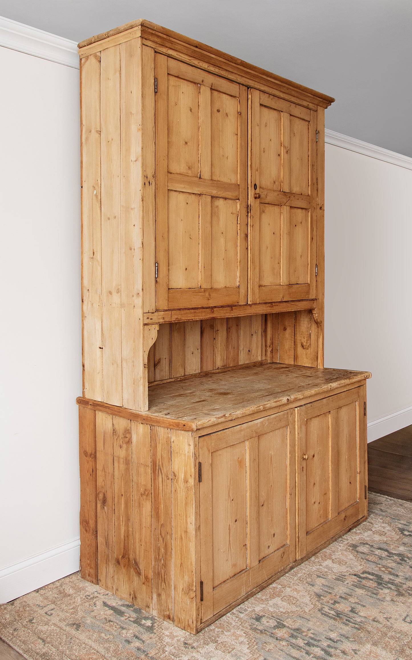 Antique Irish Pine Kitchen Dresser | 19th Century Farmhouse Cupboard
