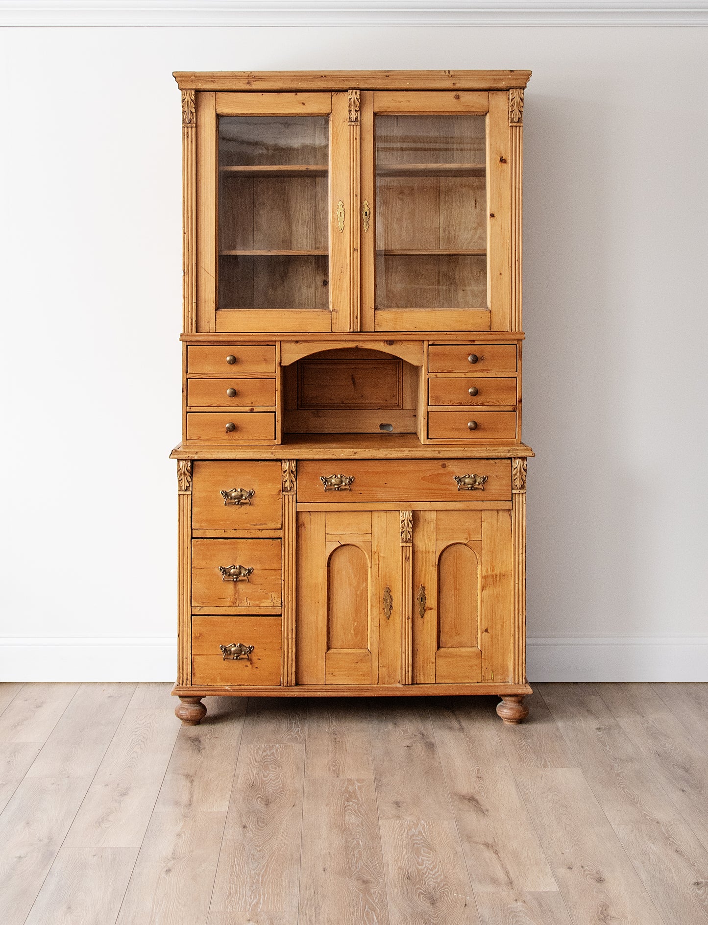 Antique 19th Century European Pine Step-Back Hutch