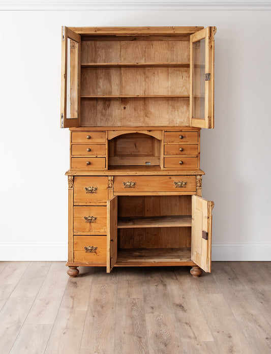Antique 19th Century European Pine Step-Back Hutch