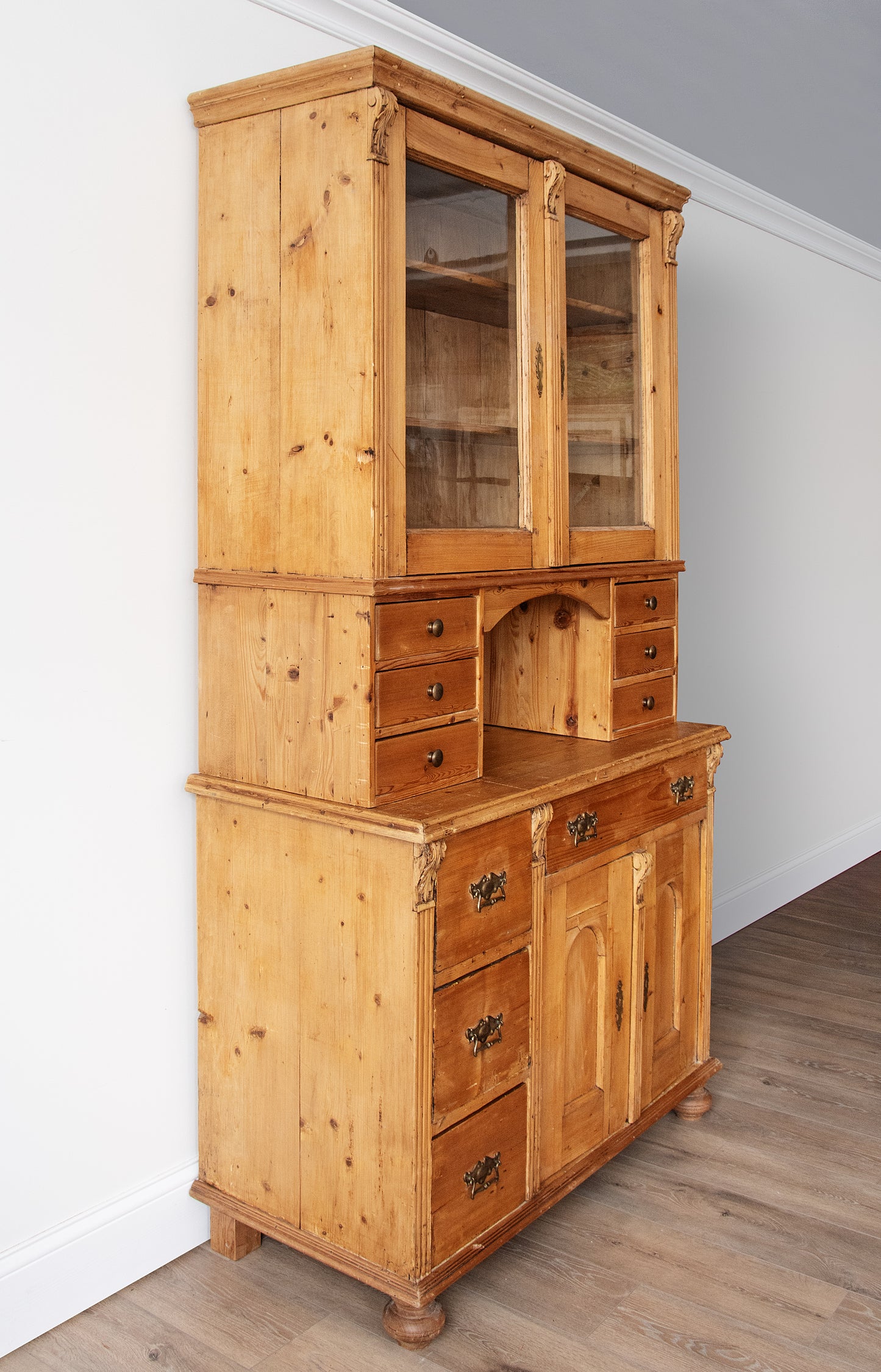 Antique 19th Century European Pine Step-Back Hutch