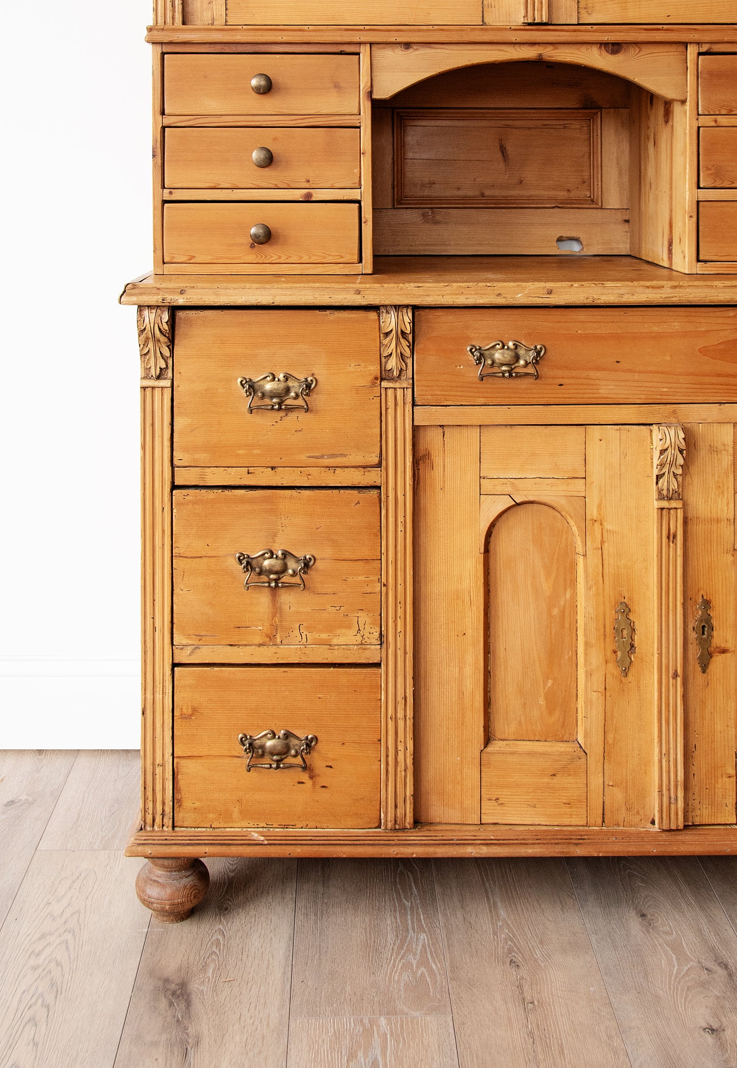 Antique 19th Century European Pine Step-Back Hutch