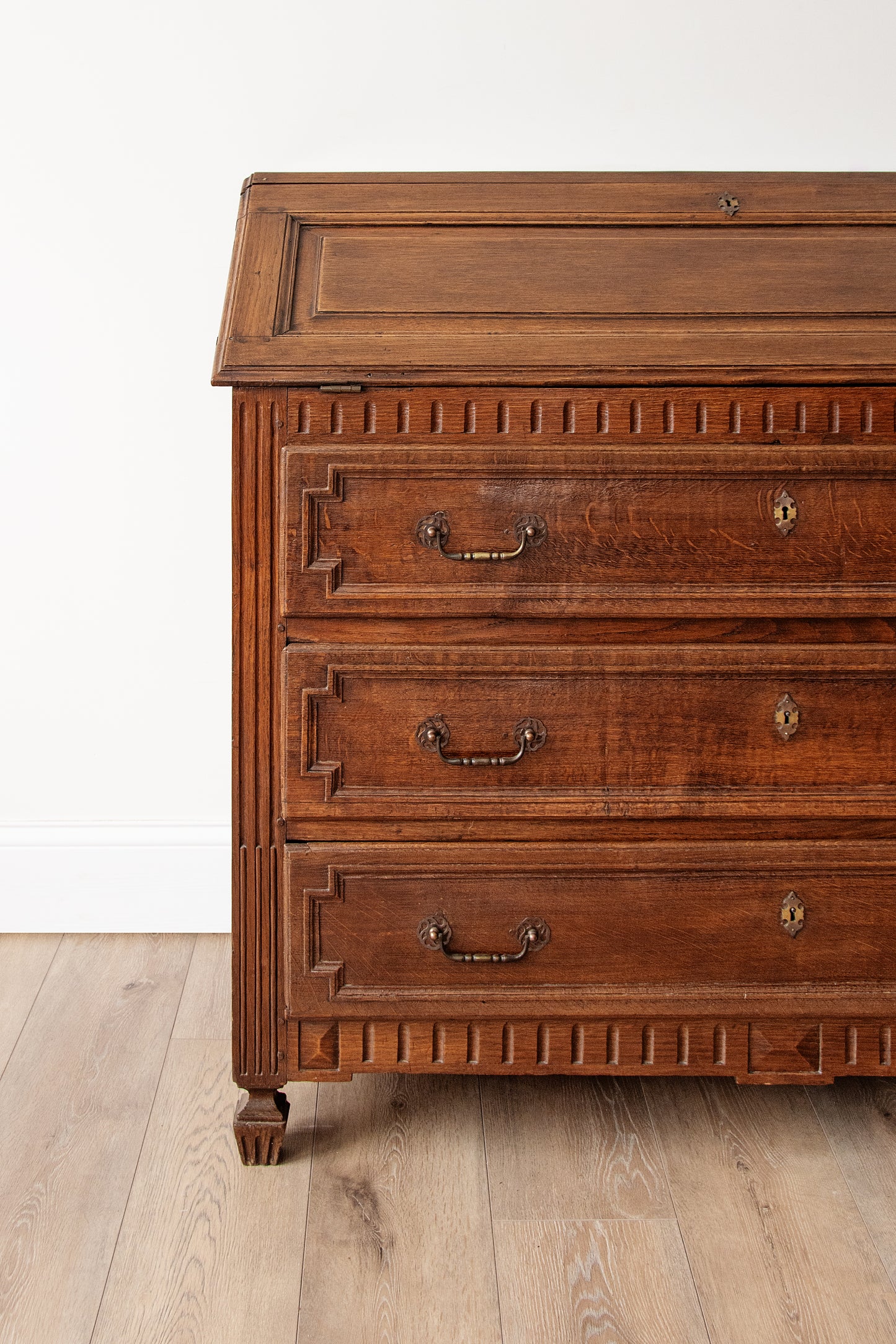 Antique French Walnut Secretary Desk with Drop Front – 1830s Louis XVI Style Secrétaire à Abattant