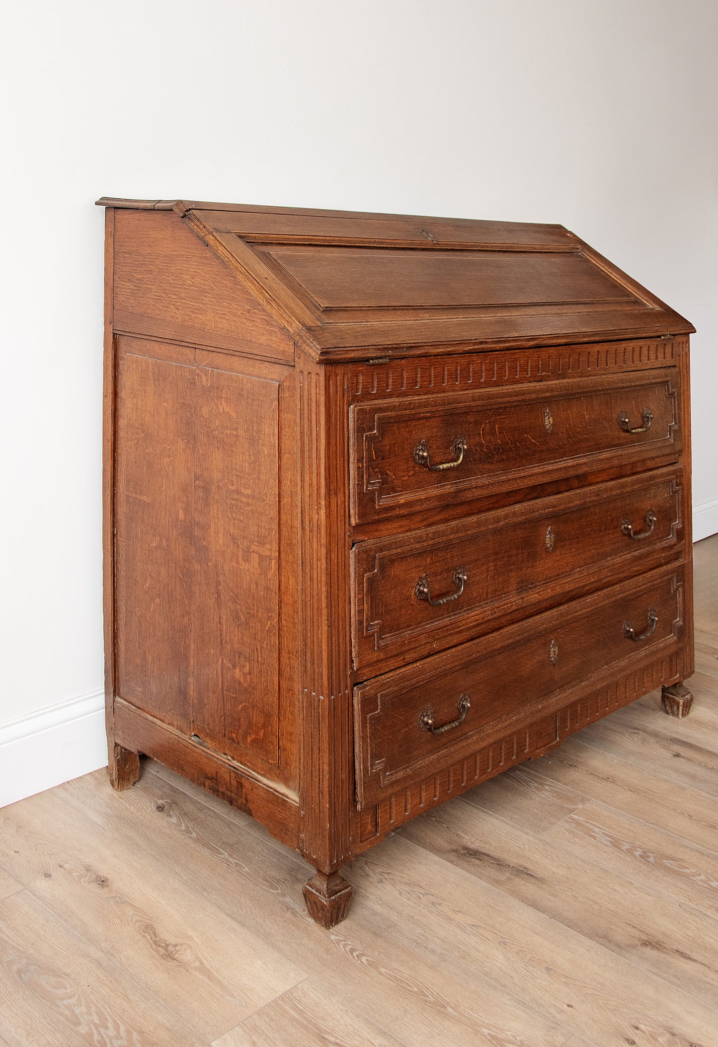 Antique French Walnut Secretary Desk with Drop Front – 1830s Louis XVI Style Secrétaire à Abattant