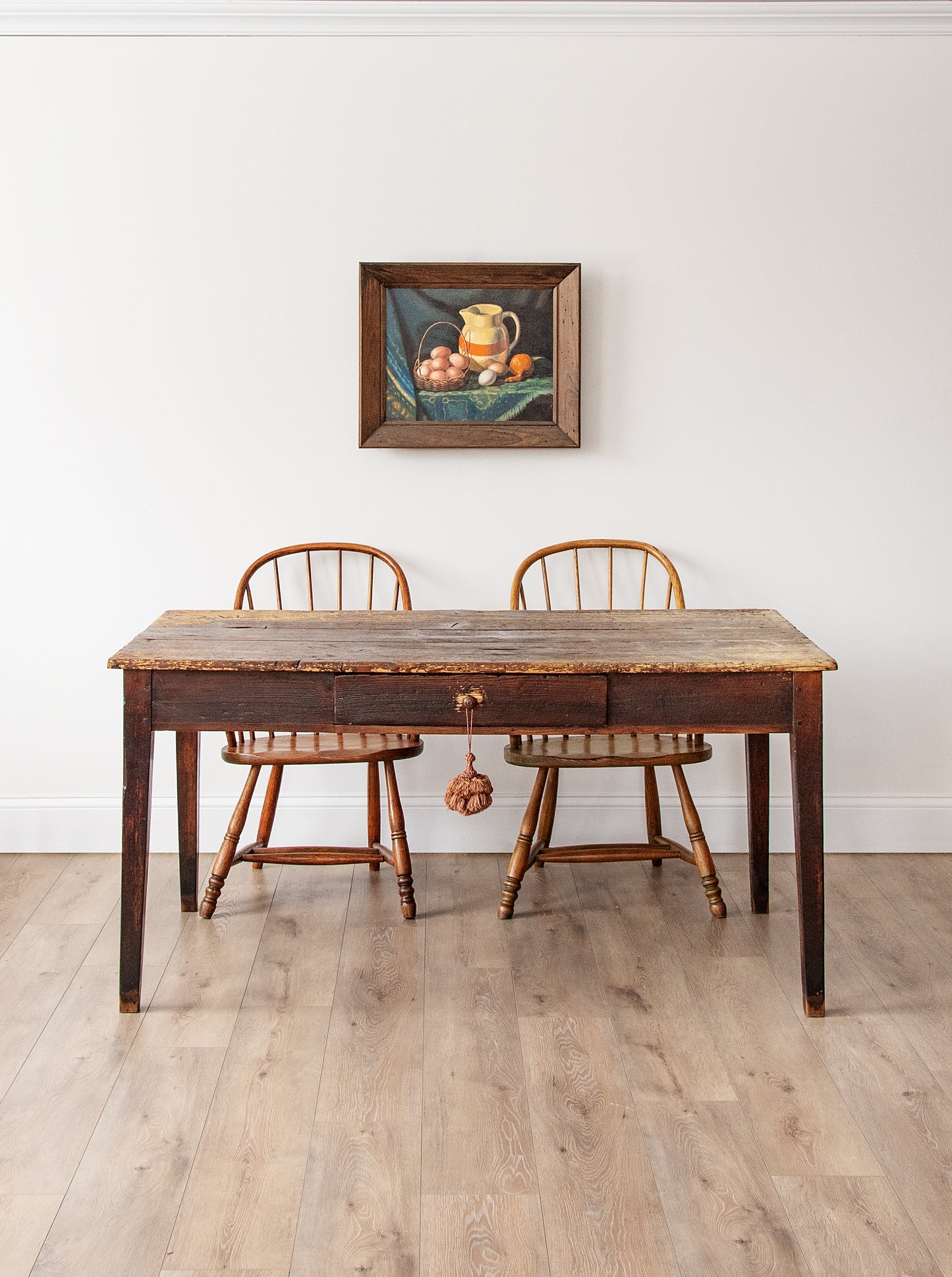 1800s Country Kitchen Work Table with Drawer