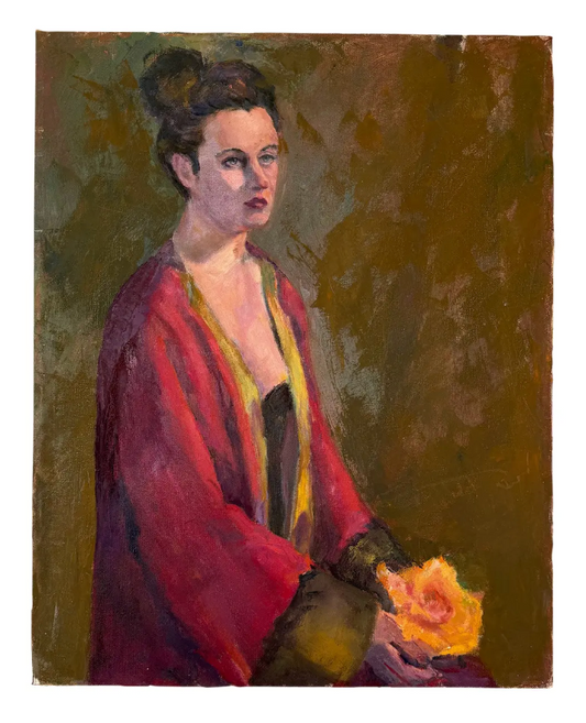 Vintage Oil on Canvas - Female Portrait Unframed