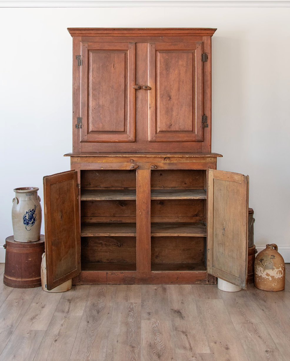 Early American New England Kitchen Cupboard, in Wide Plank Pine | ca. 1780
