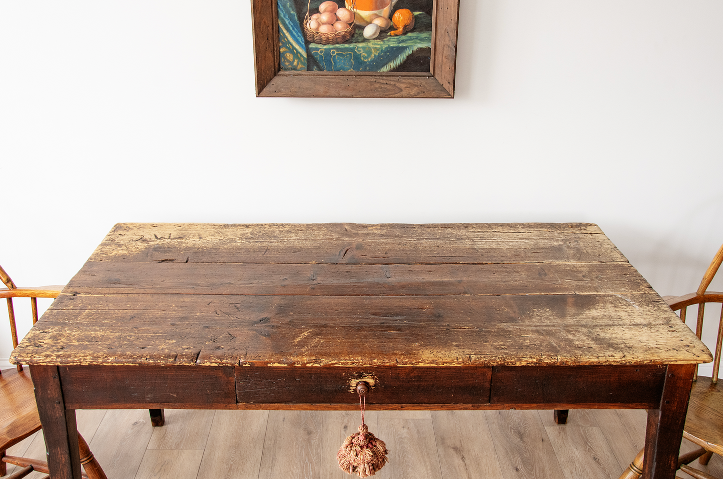 1800s Country Kitchen Work Table with Drawer