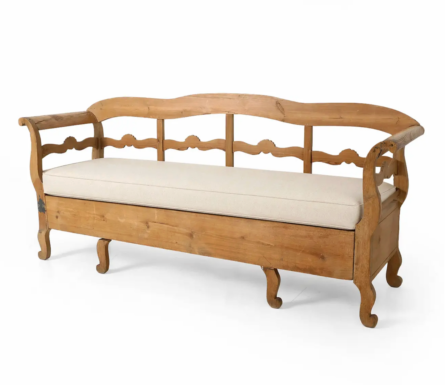 1800s Swedish Pine Storage Bench
