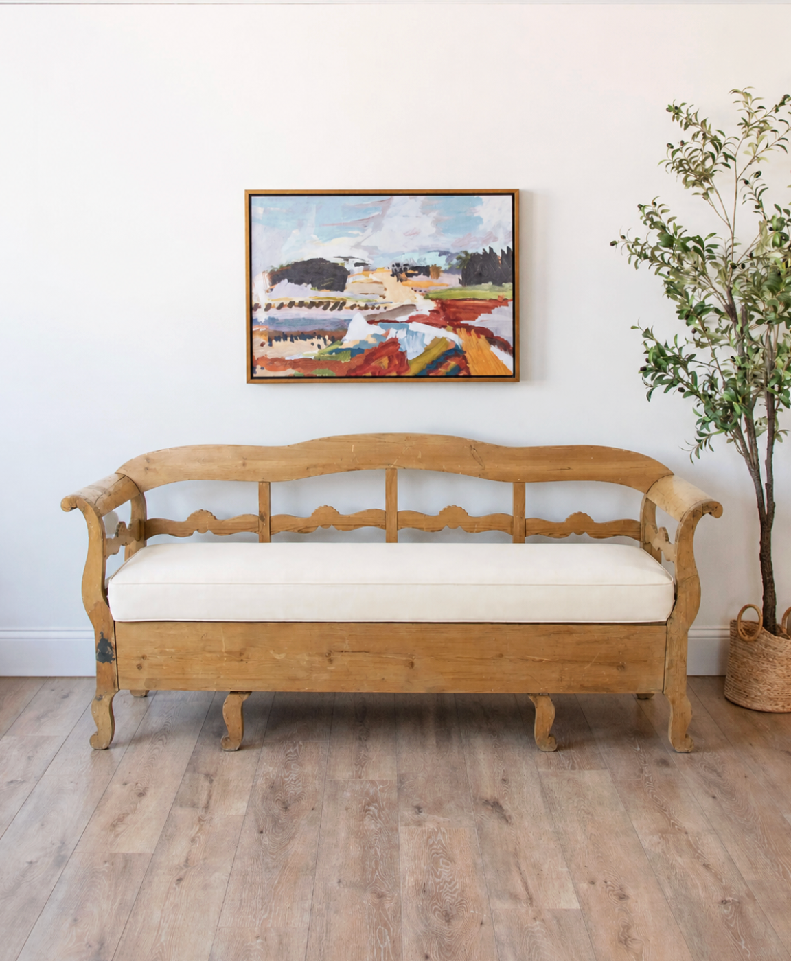 1800s Swedish Pine Storage Bench