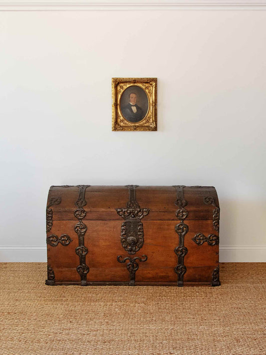 18th-Century Baroque Dome-Top Bridal Trunk with Original Key | Denmark