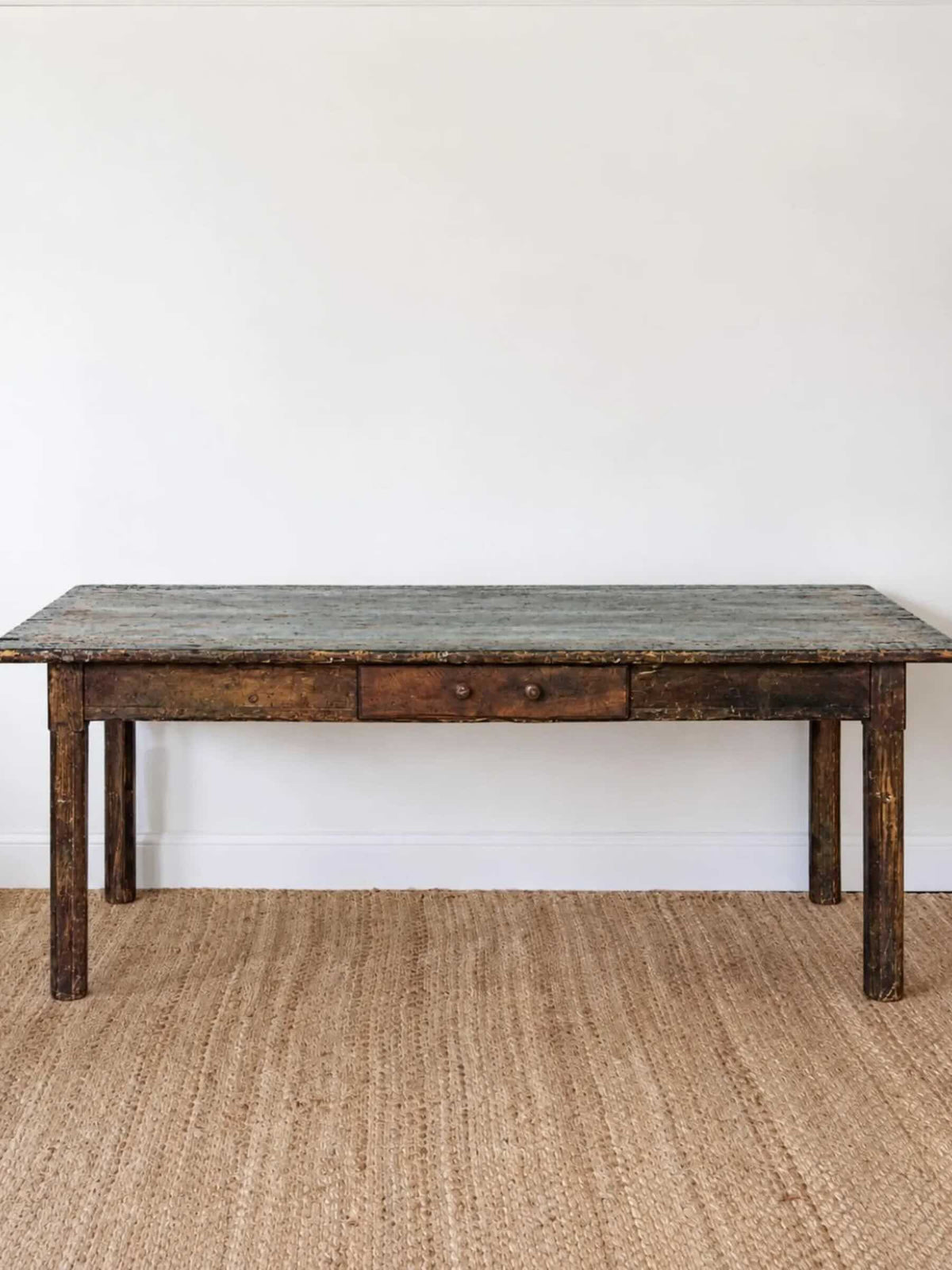 18th Century Italian Rustic Farmhouse Table with Geometric Inlaid Top
