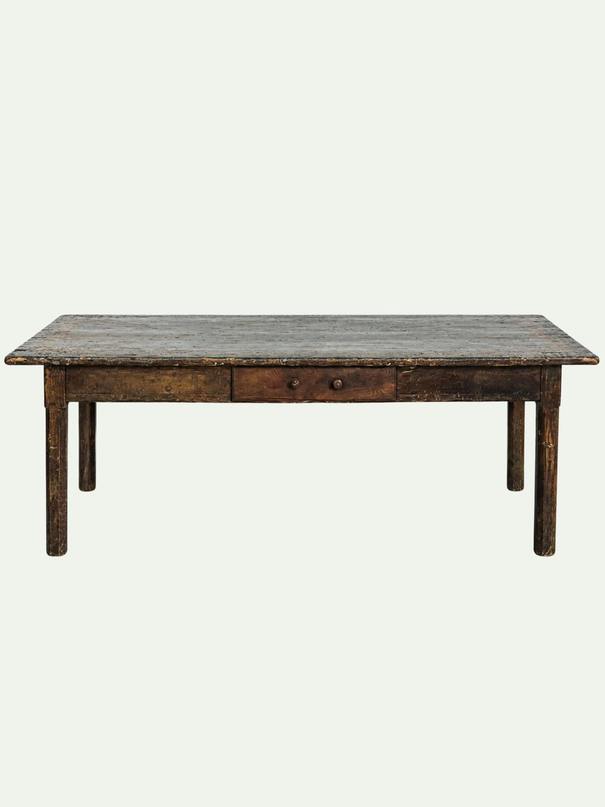 18th Century Italian Rustic Farmhouse Table with Geometric Inlaid Top