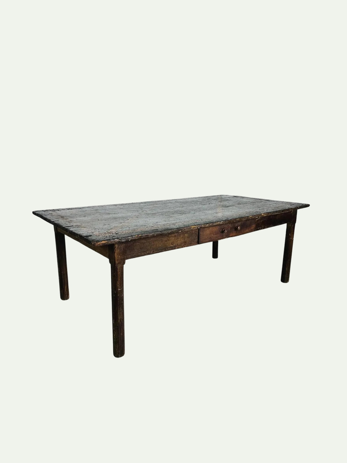 18th Century Italian Rustic Farmhouse Table with Geometric Inlaid Top