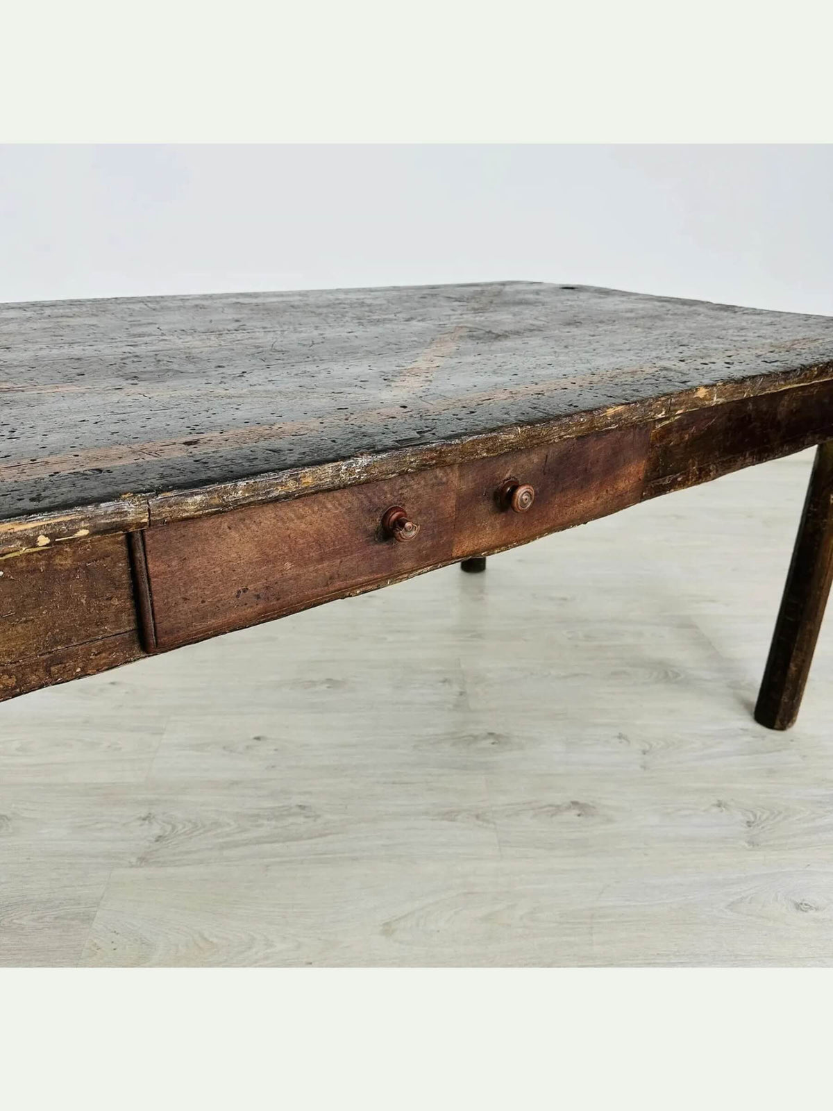 18th Century Italian Rustic Farmhouse Table with Geometric Inlaid Top