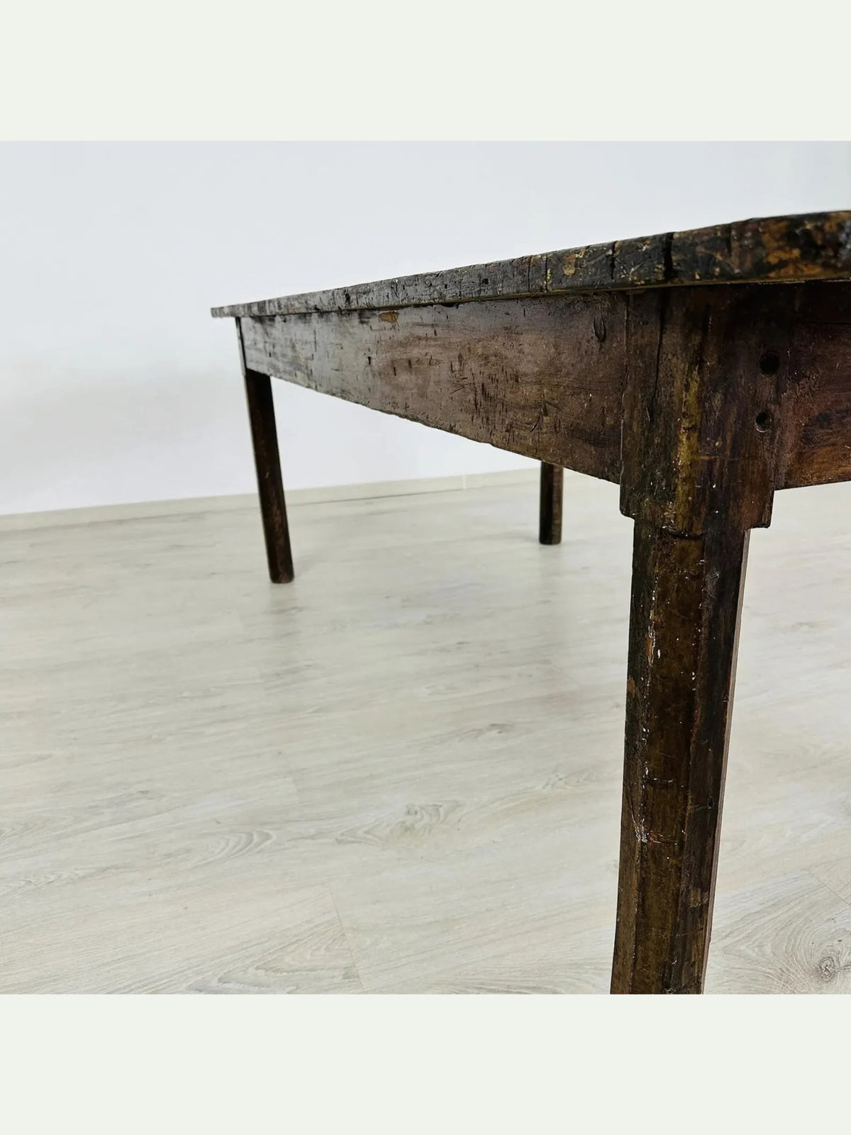 18th Century Italian Rustic Farmhouse Table with Geometric Inlaid Top