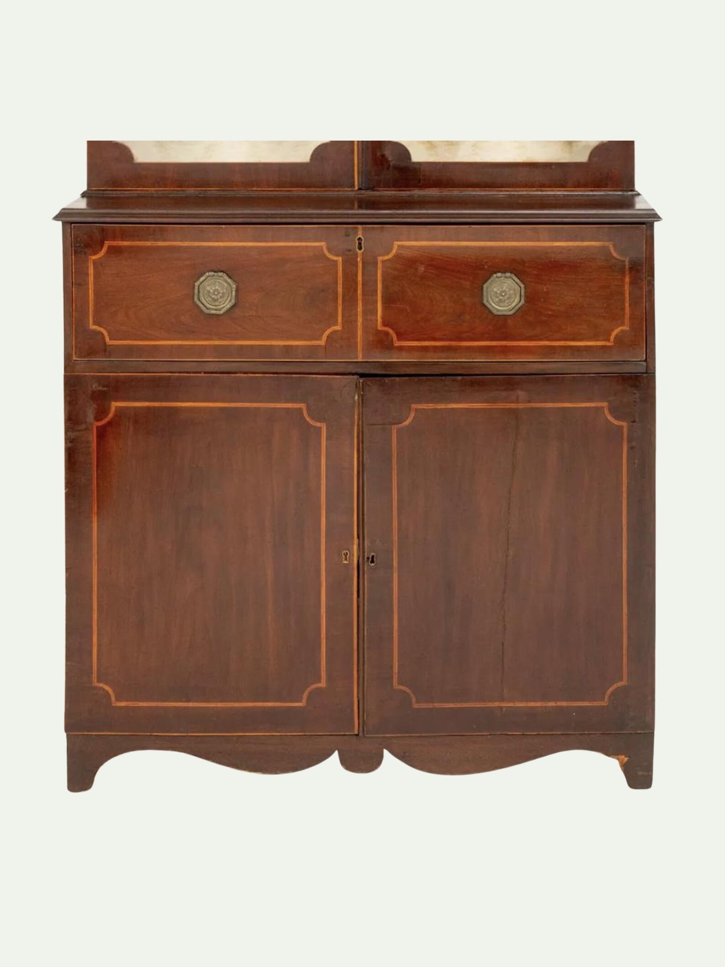 19th Century American Classical Inlaid Mahogany Secretary Bookcase, circa 1830–1850