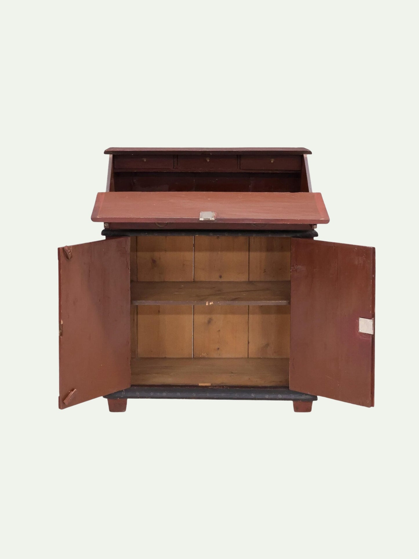 19th C. Continental Painted Slant-Front Secretary With Figural Scenes