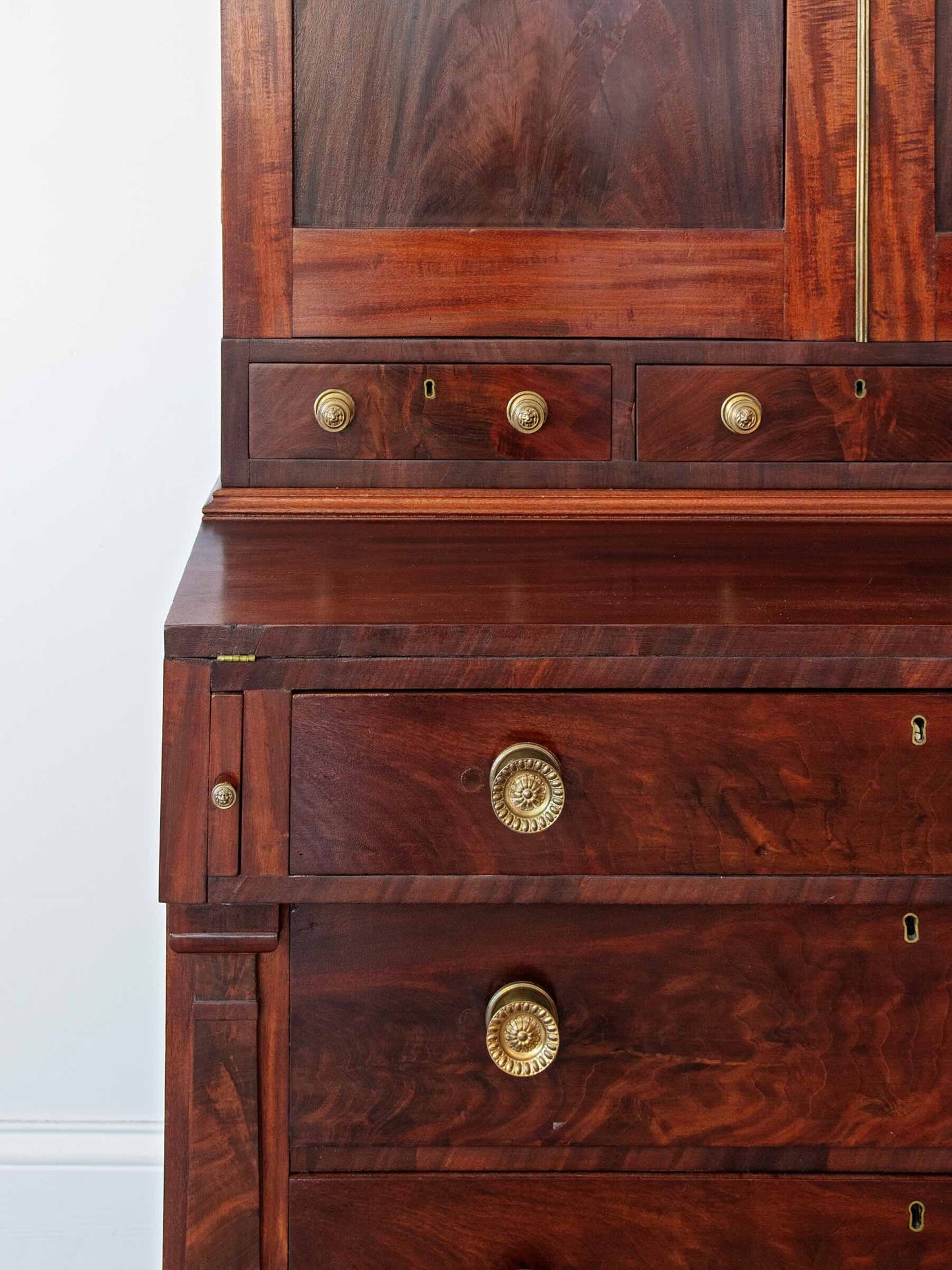 American Classical Empire Figured Mahogany Secretary Bookcase | ca. 1835