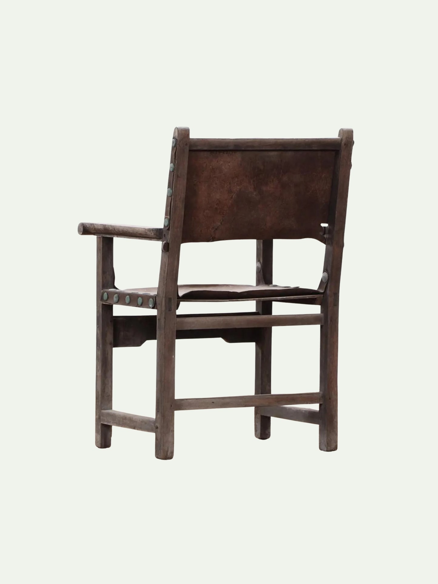 Antique 1700s Walnut & Leather Chairs - Dupont Family Estate - Set of 7