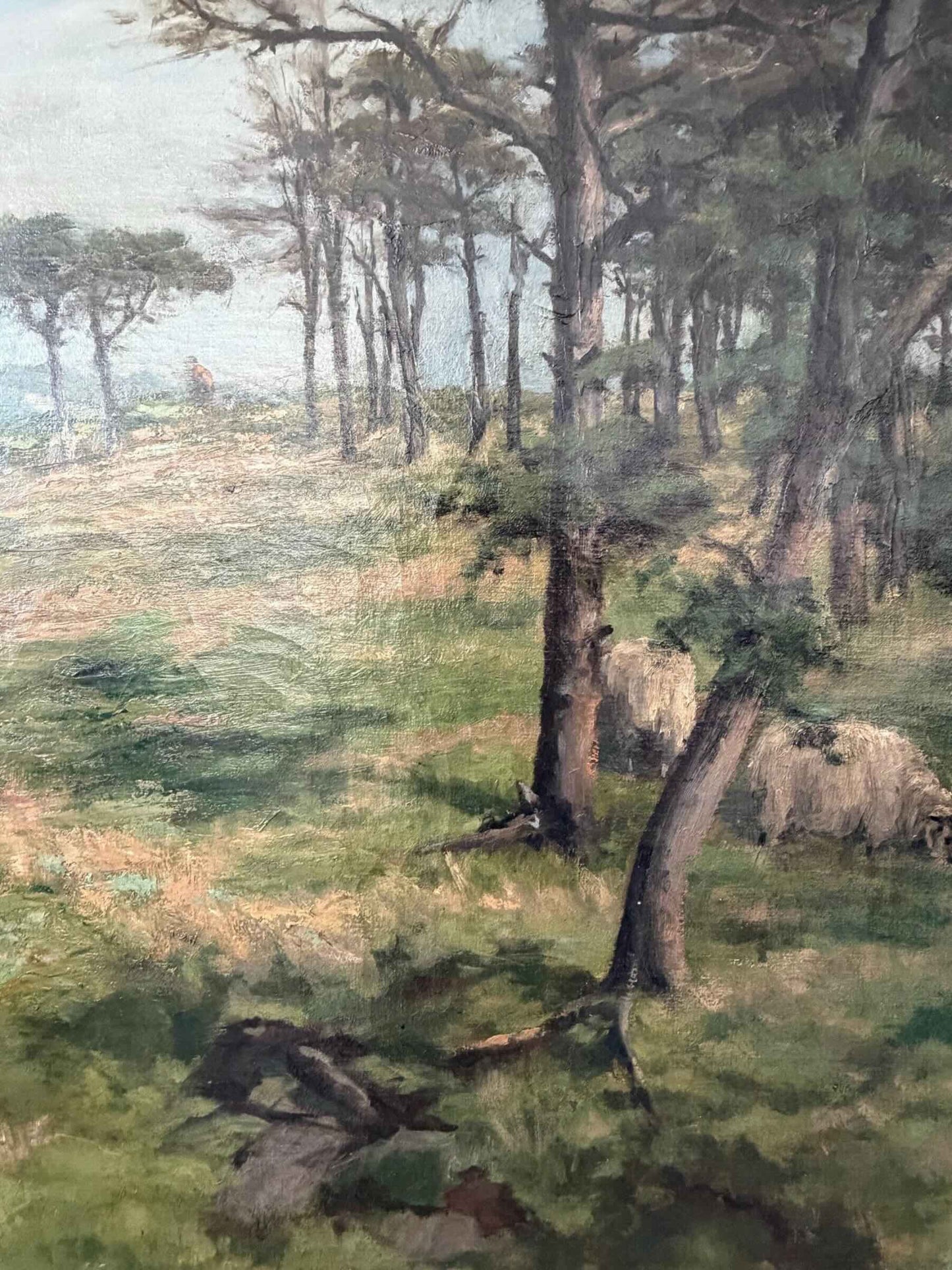 Antique 1800s Pastoral Landscape - Signed Oil on Canvas