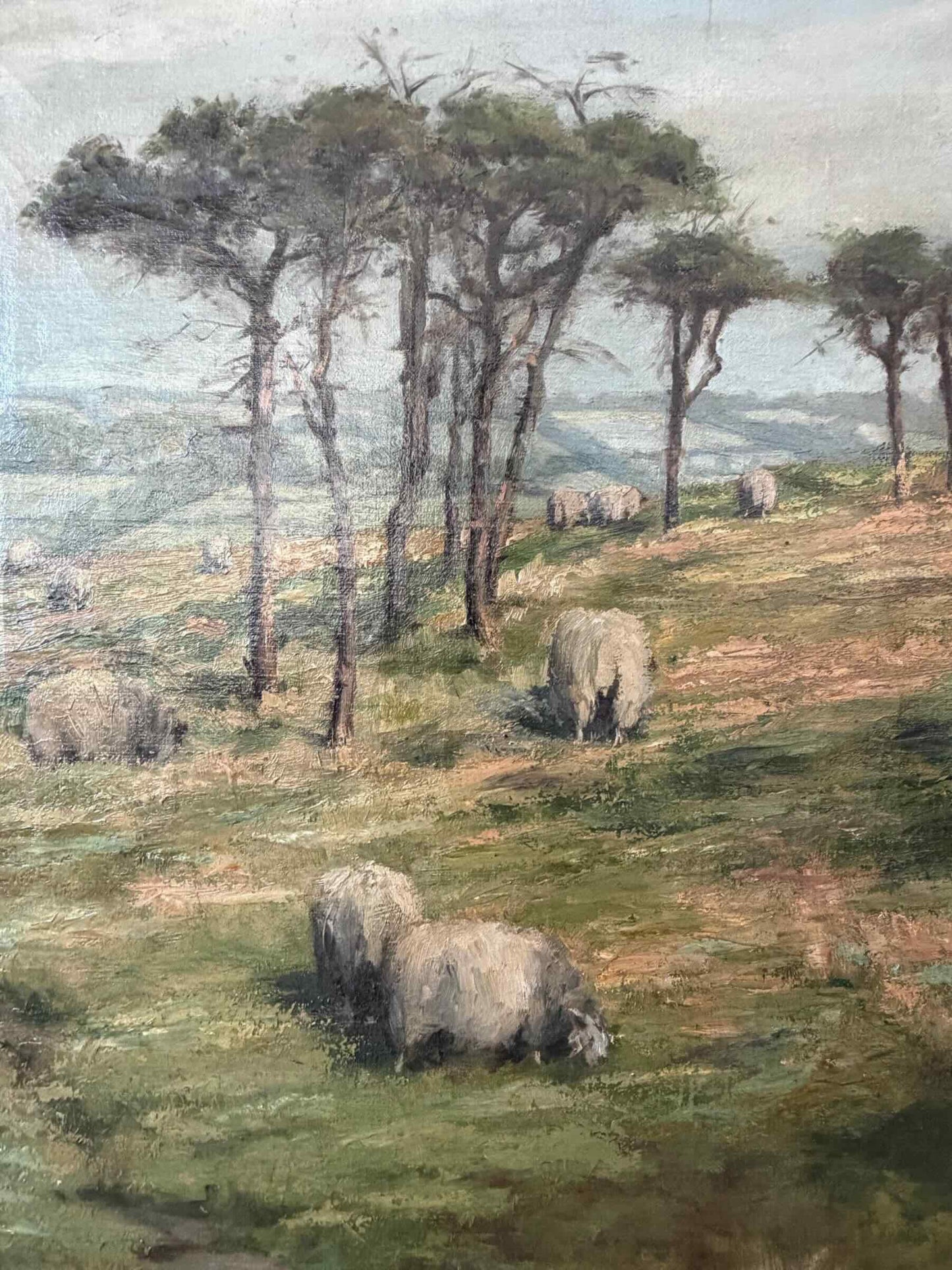 Antique 1800s Pastoral Landscape - Signed Oil on Canvas