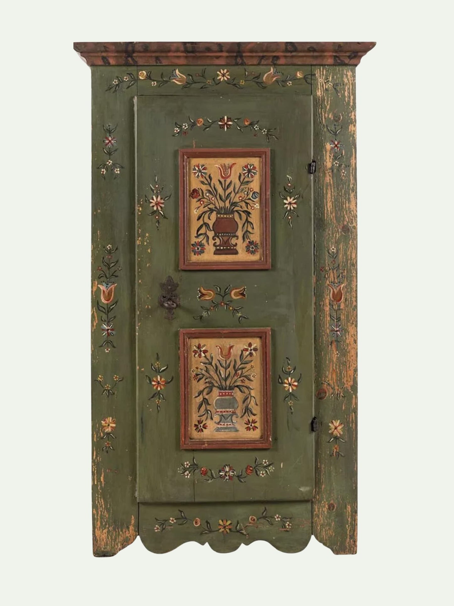 Antique Bavarian Hand-Painted Folk Art Armoire (Schrank) | Late 18th Century