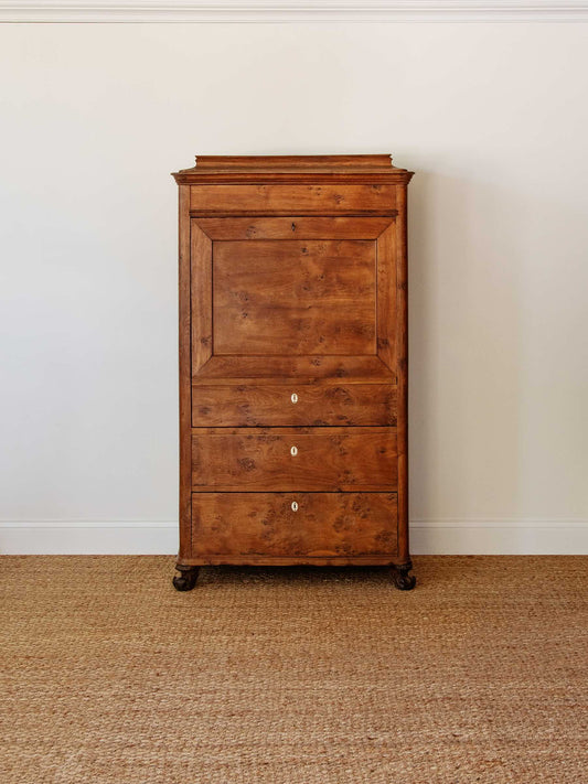 Antique Biedermeier Burl Walnut Single Armoire | Austria c. 1830s
