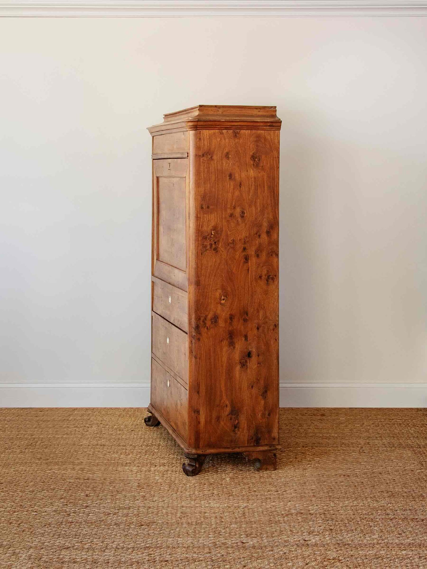 Antique Biedermeier Burl Walnut Single Armoire | Austria c. 1830s