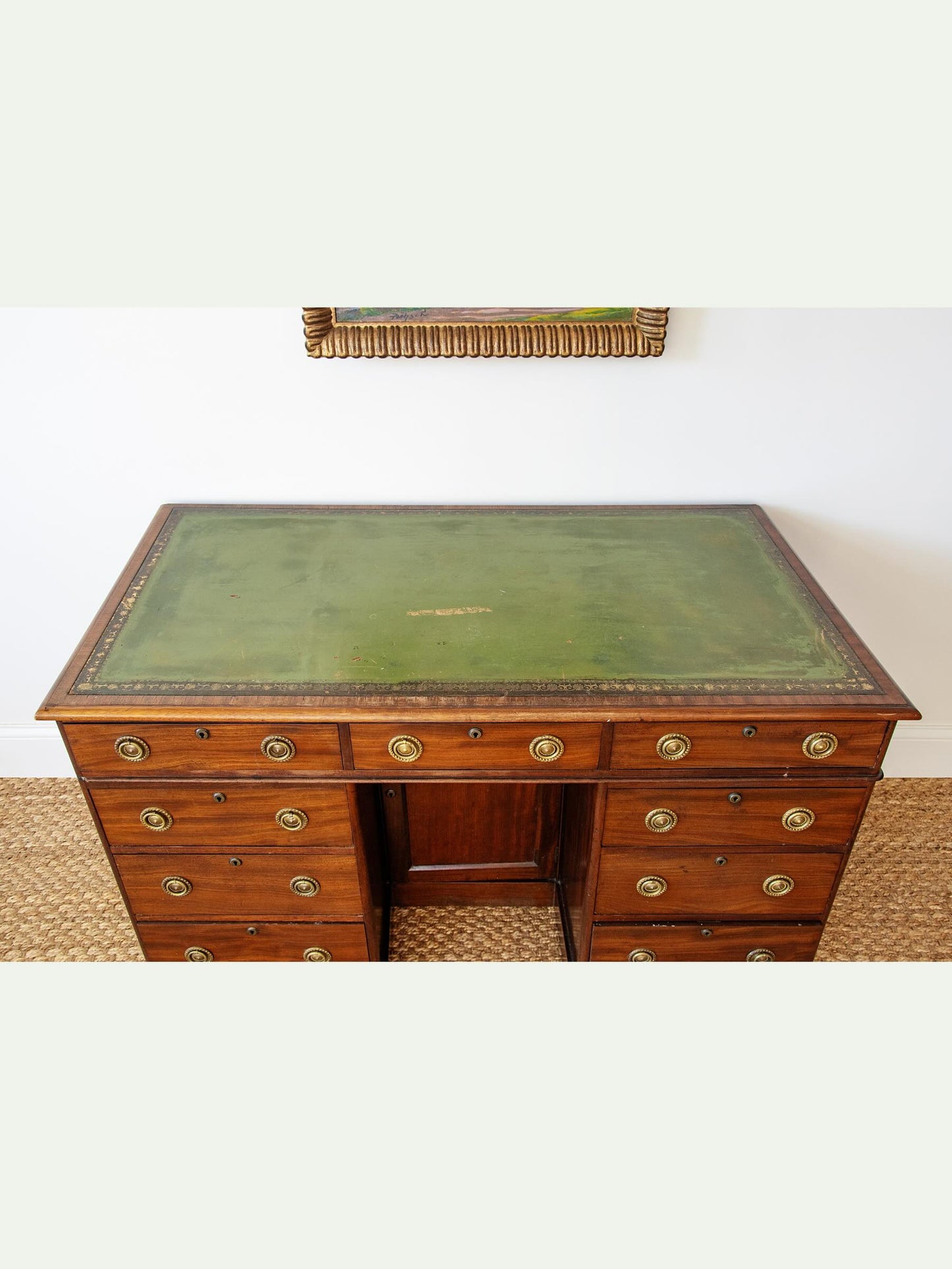 Antique English Regency Mahogany Leather-Top Partners Desk | 1840s