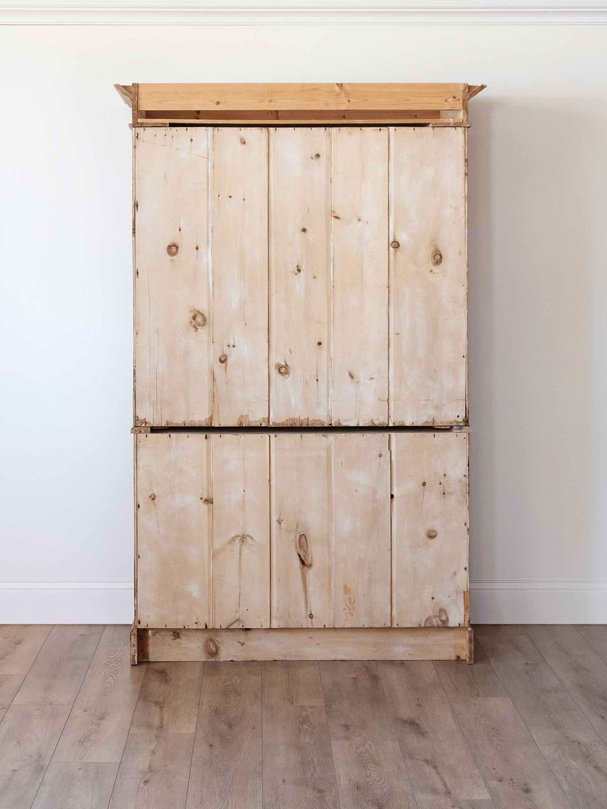 back antique English victorian pine linen press